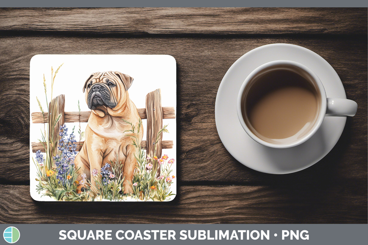Fence Dogs 01 Shar Pei Square Coaster Sublimation Coaster De