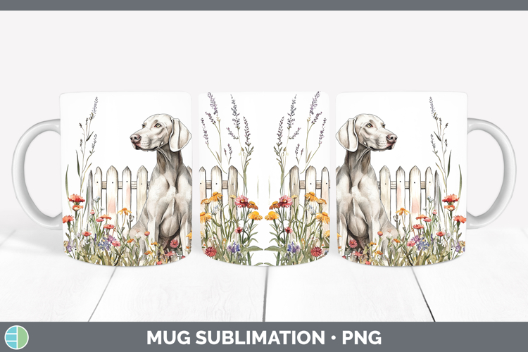 Fence Dogs 01 Weimaraner Mug Wrap Sublimation Coffee Cup Des