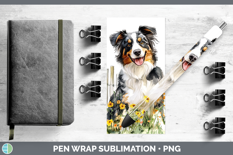 Fence Dogs 02 Australian Shepherd Pen Wrap Sublimation Pen D