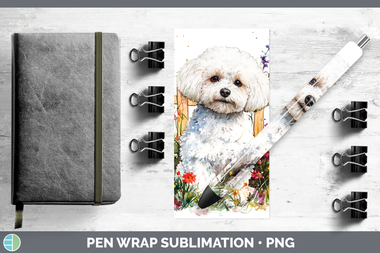 Fence Dogs 02 Bichon Frise Pen Wrap Sublimation Pen Designs