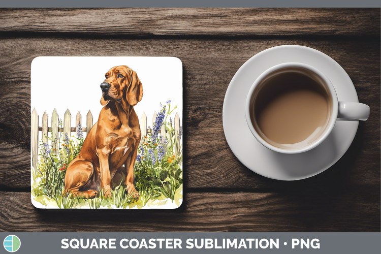 Fence Dogs 02 Bloodhound Square Coaster Sublimation Coaster