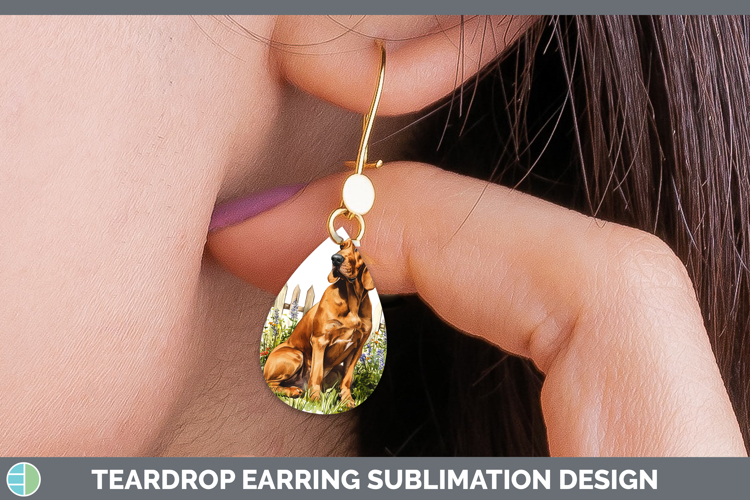 Fence Dogs 02 Bloodhound Teardrop Earrings Sublimation Earri