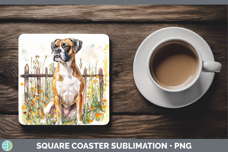 Fence Dogs 02 Boxer Square Coaster Sublimation Coaster Desig