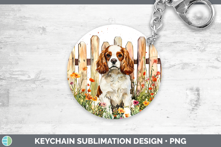 Fence Dogs 02 Cavalier King Charles Spaniel Keychain Sublima