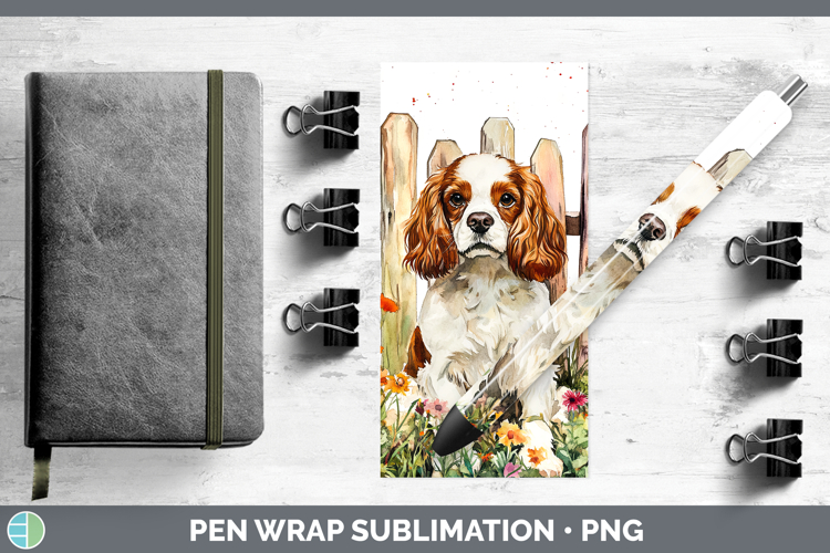 Fence Dogs 02 Cavalier King Charles Spaniel Pen Wrap Sublima