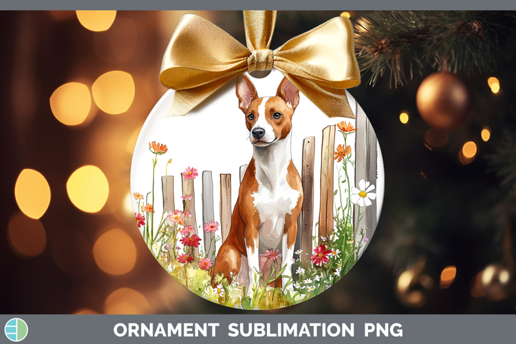 Fence Dogs 03 Basenji Ornament Sublimation Bauble Designs