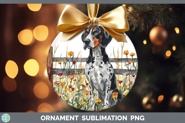 Fence Dogs 03 Bluetick Coonhound Ornament Sublimation Bauble