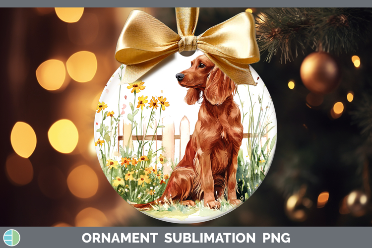 Fence Dogs 03 Irish Setter Ornament Sublimation Bauble Desig