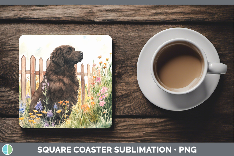 Fence Dogs 03 Newfoundland Square Coaster Sublimation Coaste