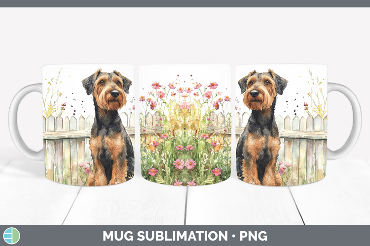 Fence Dogs 04 Airedale Terrier Mug Wrap Sublimation Coffee C