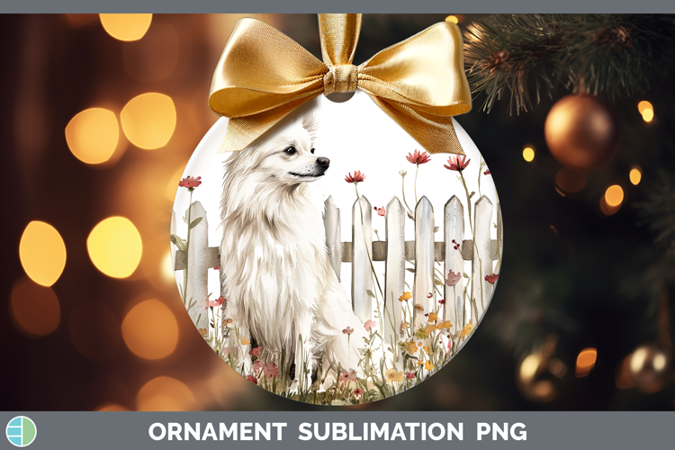 Fence Dogs 04 American Eskie Ornament Sublimation Bauble De