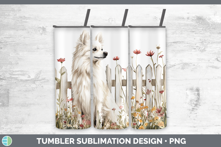 Fence Dogs 04 American Eskie Tumbler Sublimation 20 oz Skin