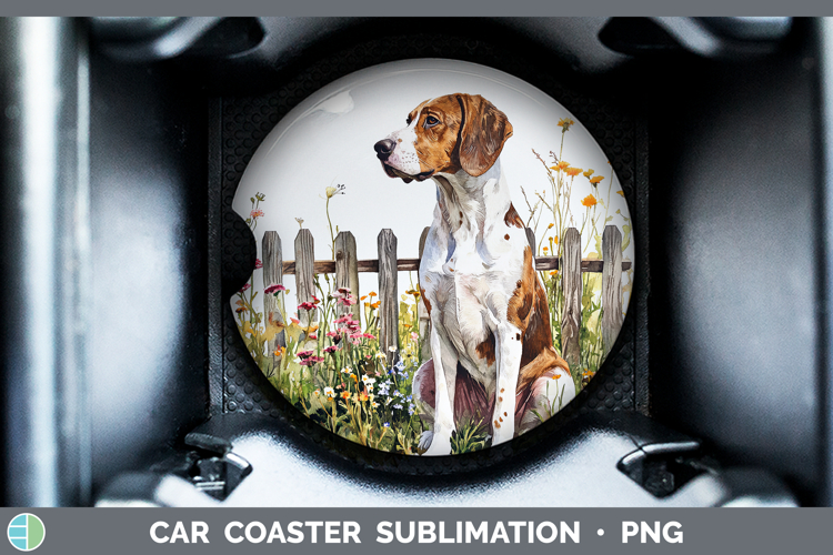 Fence Dogs 04 English Coonhound Car Coaster Sublimation Des