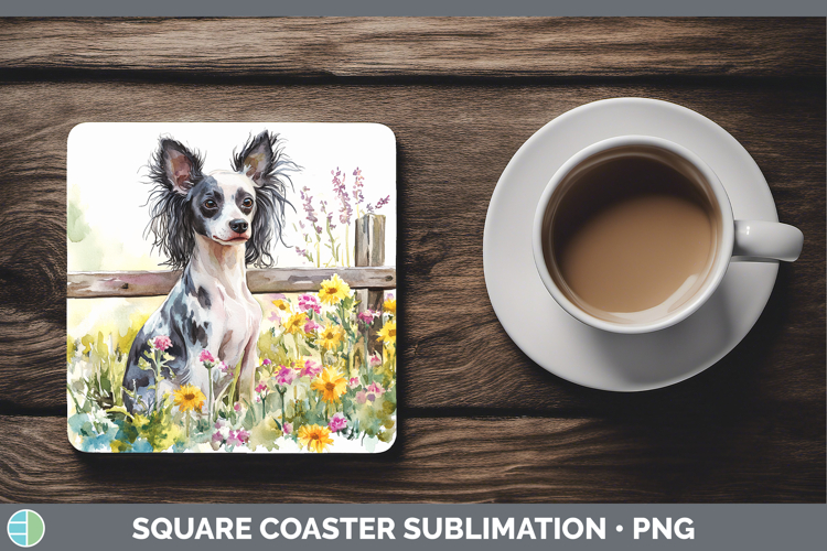 Fence Dogs 04 Hairless Chinese Crested Square Coaster Sublim