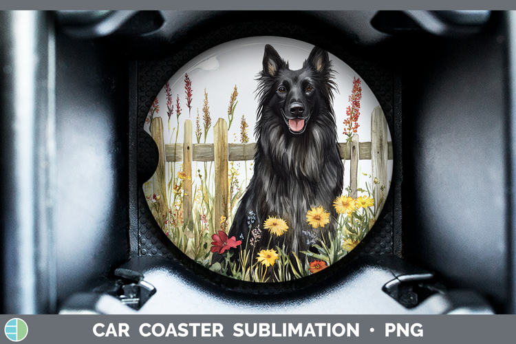 Fence Dogs 05 Belgian Sheepdog Car Coaster Sublimation Desi