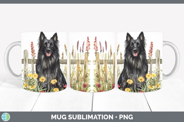 Fence Dogs 05 Belgian Sheepdog Mug Wrap Sublimation Coffee C