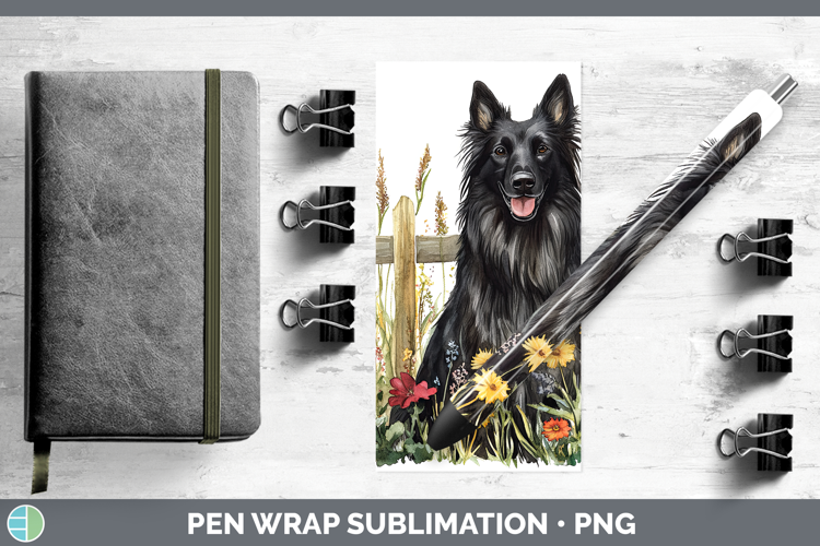 Fence Dogs 05 Belgian Sheepdog Pen Wrap Sublimation Pen Desi