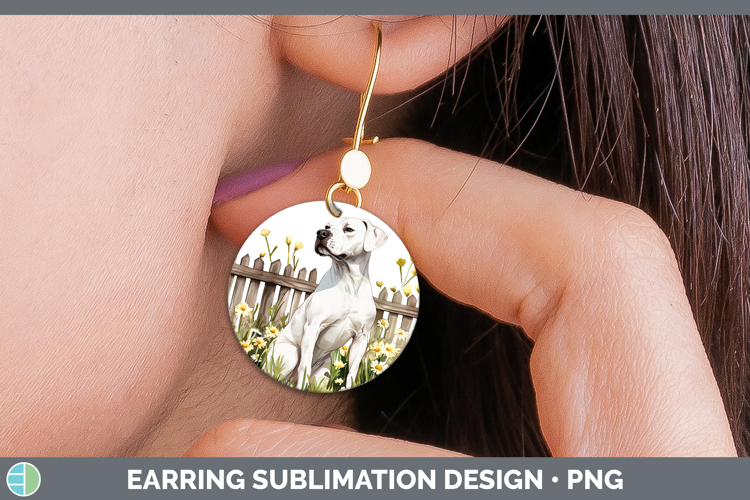 Fence Dogs 05 Dogo Argentino Round Earrings Sublimation Earr