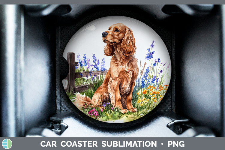 Fence Dogs 05 English Cocker Spaniel Car Coaster Sublimation