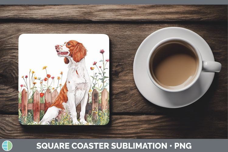Fence Dogs 05 English Setter Red and White Square Coaster Su