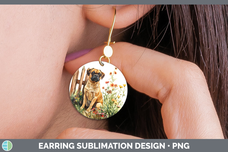Fence Dogs 05 Puggle Round Earrings Sublimation Earrings Des