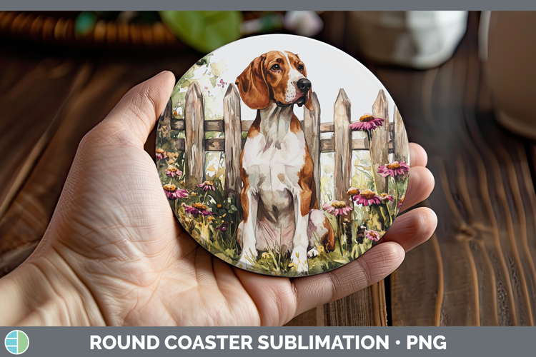 Fence Dogs 05 Warren Hound Round Coaster Sublimation Coaster