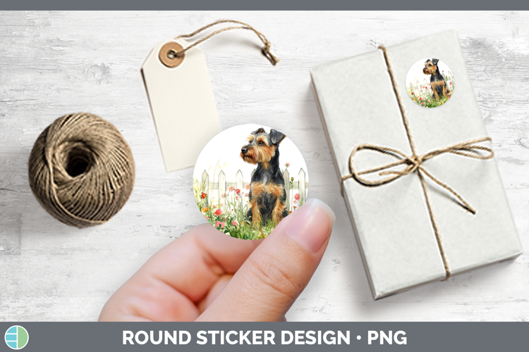 Fence Dogs 05 Welsh Terrier Stickers | Round Labels Designs