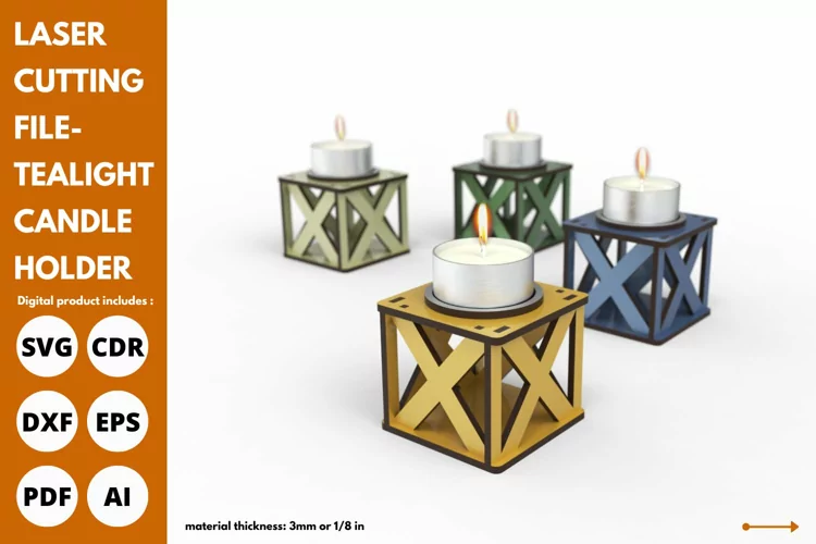 Fence vintage design tea candle stand svg laser cutting file