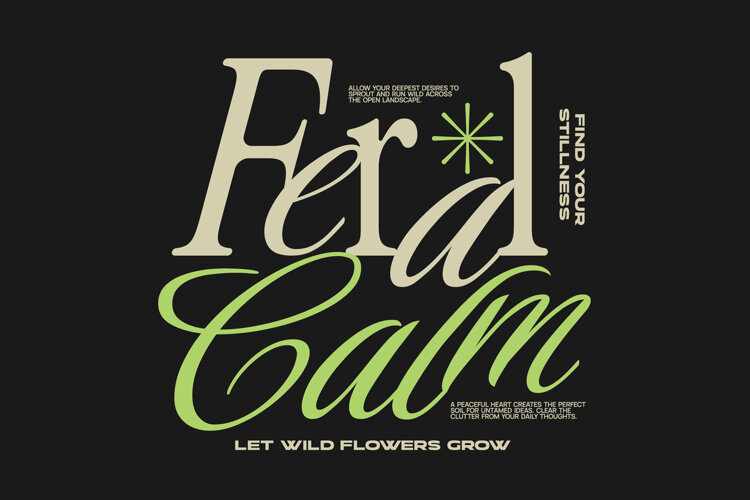 Feral Calm Typography Lettering Quotes T-shirt Design example image 1
