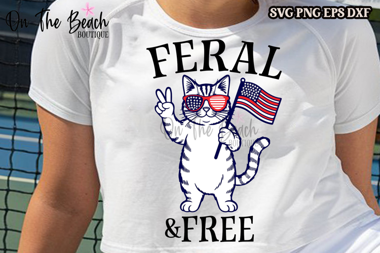 Feral & Free SVG PNG Feral Cat USA America Flag Patriotic