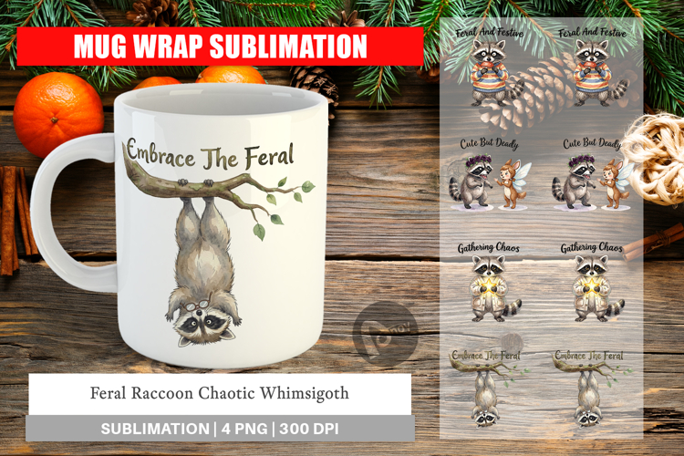 Feral Raccoon Whimsigoth Mug Wrap