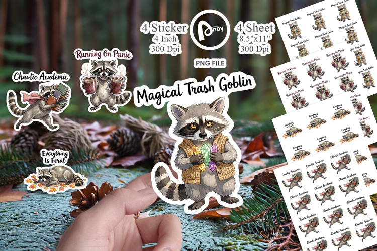 Feral Raccoon Chaotic Whimsigoth Sticker