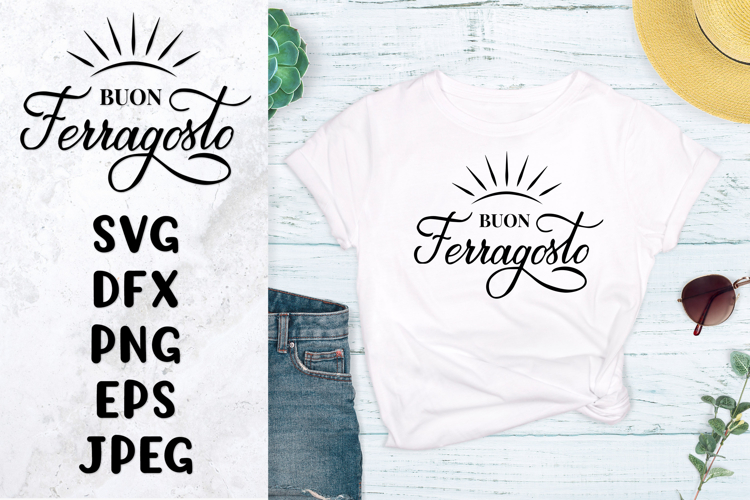 Buon Ferragosto hand lettered SVG. Italian summer holiday.