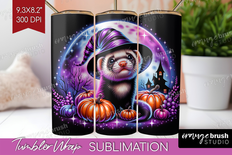 Ferret Halloween Tumbler Wrap Cute Animal Tumbler PNG