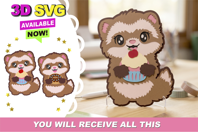 3D Ferret Treats SVG