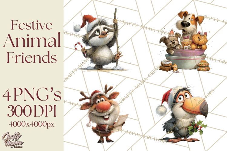 Santa Animal PNG Clipart, Christmas Animal PNG
