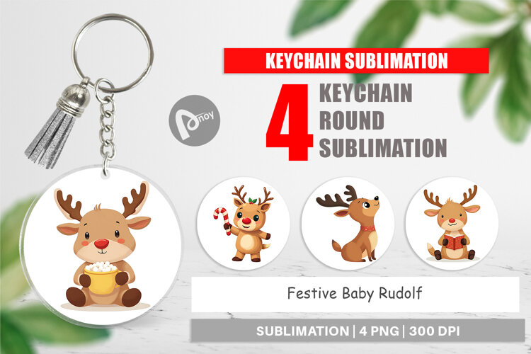 Keychain Festive Baby Rudolf example image 1