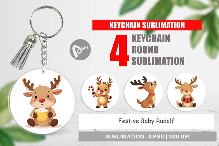 Keychain Festive Baby Rudolf
