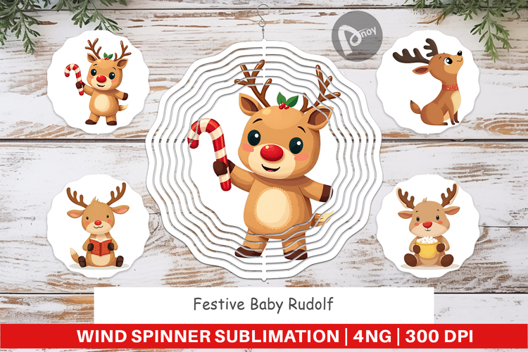 Wind Spinner Festive Baby Rudolf