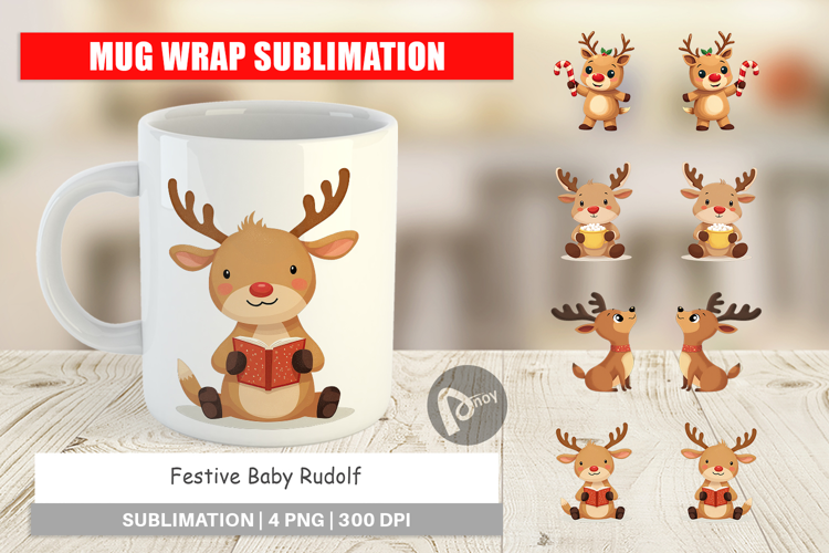 Mug Wrap Festive Baby Rudolf