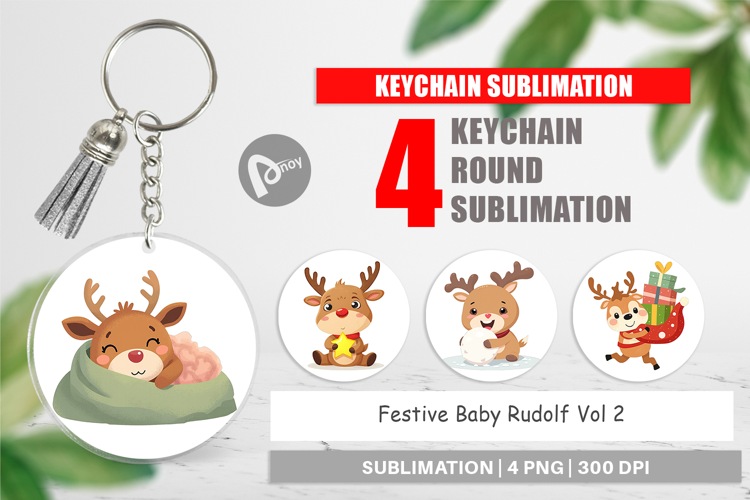 Keychain Festive Baby Rudolf