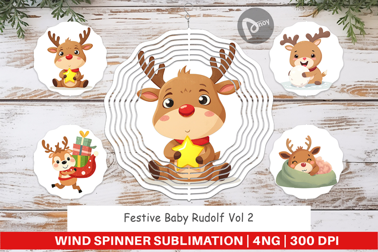 Wind Spinner Festive Baby Rudolf