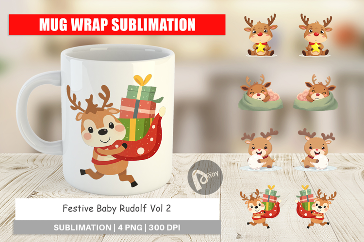 Mug Wrap Festive Baby Rudolf