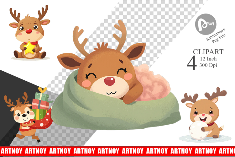 Festive Baby Rudolf Clipart