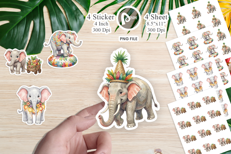 Festive Carnival Elephant Sticker
