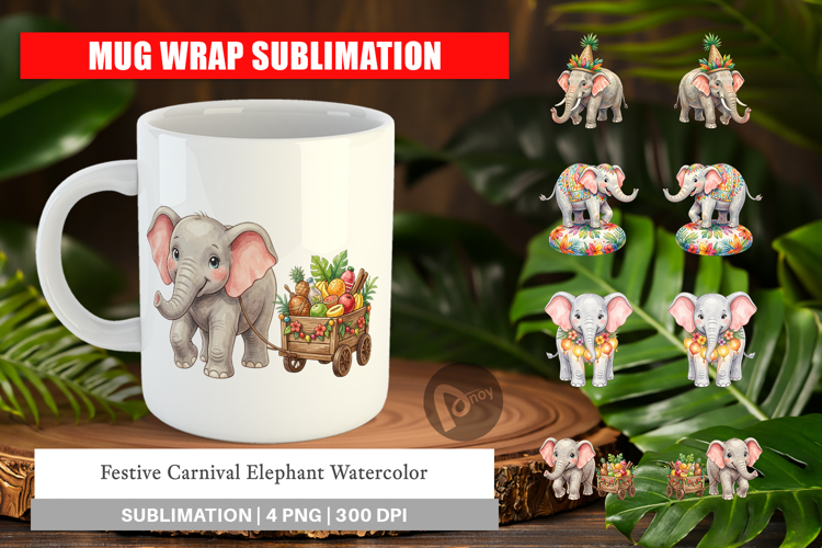 Festive Carnival Elephant Mug Wrap