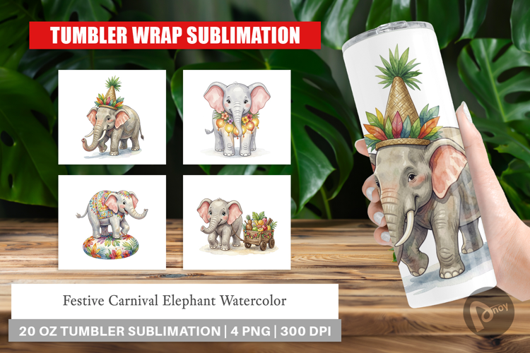 Festive Carnival Elephant Tumbler