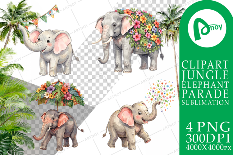 Festive Carnival Elephant Sublimation