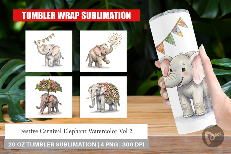 Festive Carnival Elephant Tumbler
