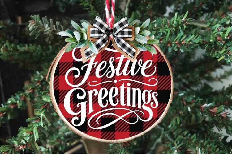 Festive Cheer Round Christmas Sign Svg